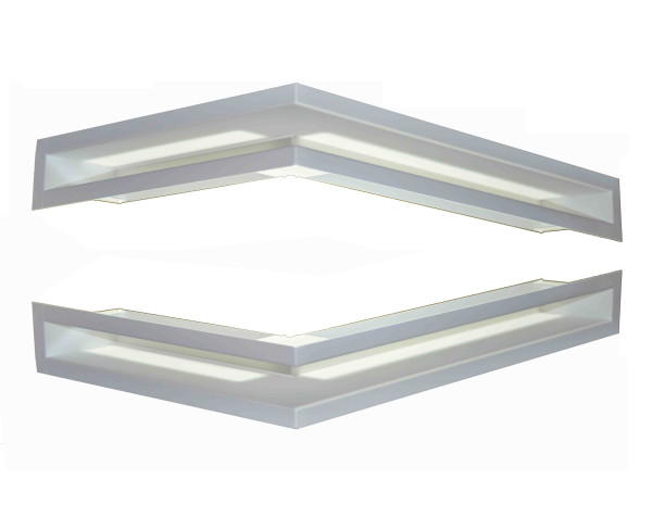 Krbová mřížka otevřená rohová LEVÁ 50x35x9 BL