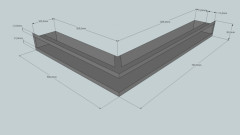 Krbová mřížka otevřená rohová LEVÁ 65x38x9 černá 3ks (11)